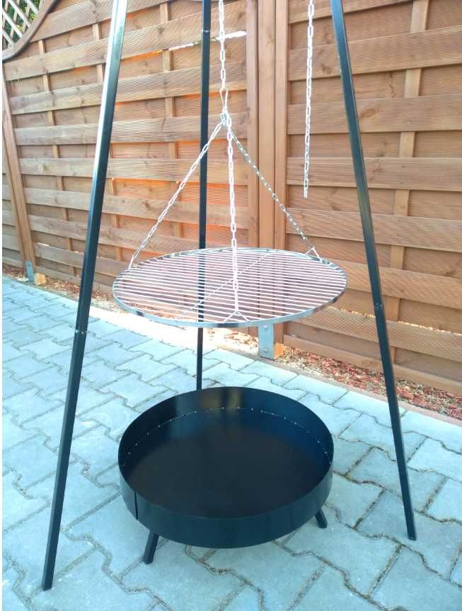 Grill Palenisko Ogrodowe + Trójnóg + Ruszt Na Wysięgniku Cały Zestaw