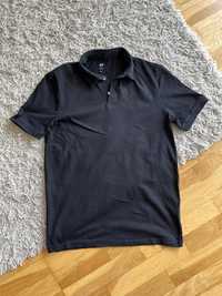 Czarna elegancka koszulka polo polówka meska H&M slim fit S