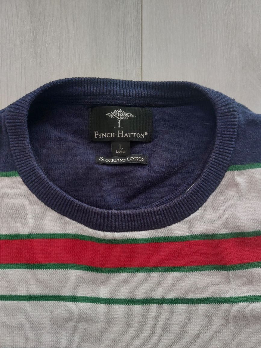 Kolorowy sweter w paski Fynch Hatton, sweter bawełna premium