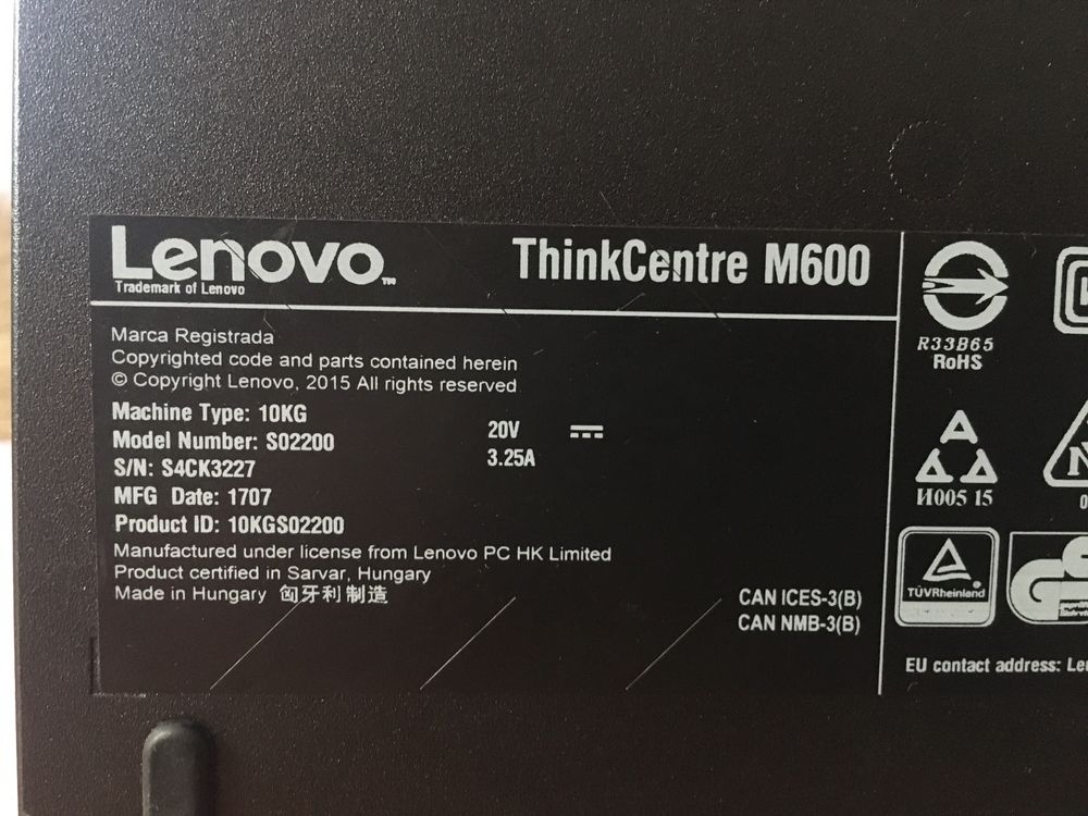 МініПК Lenovo ThinkCentre M600 Tiny USFF/SSD 256 M2.