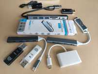 Переходник хаб адаптер USB на ноутбук телефон разветвитель картридер