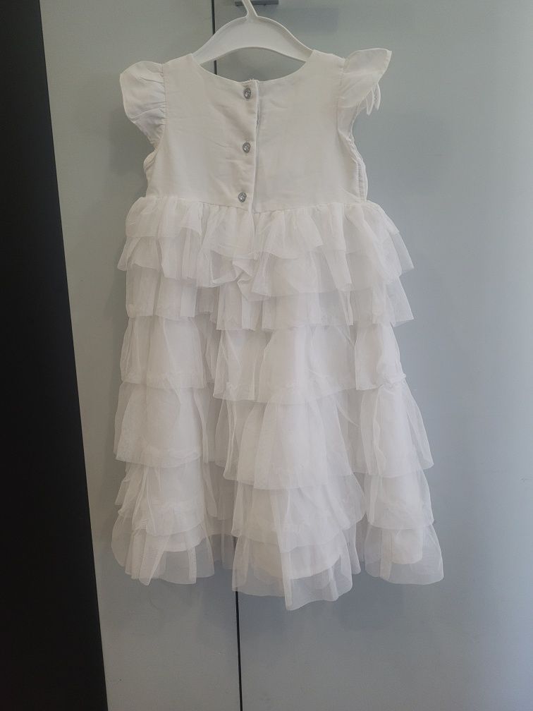 Śmietankowa biel Sukienka w stylu angielskim do chrztu 9-12 miesięcy