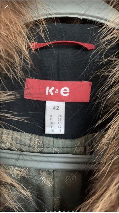 Пальто k&e плащ зимове комір натуральне хутро