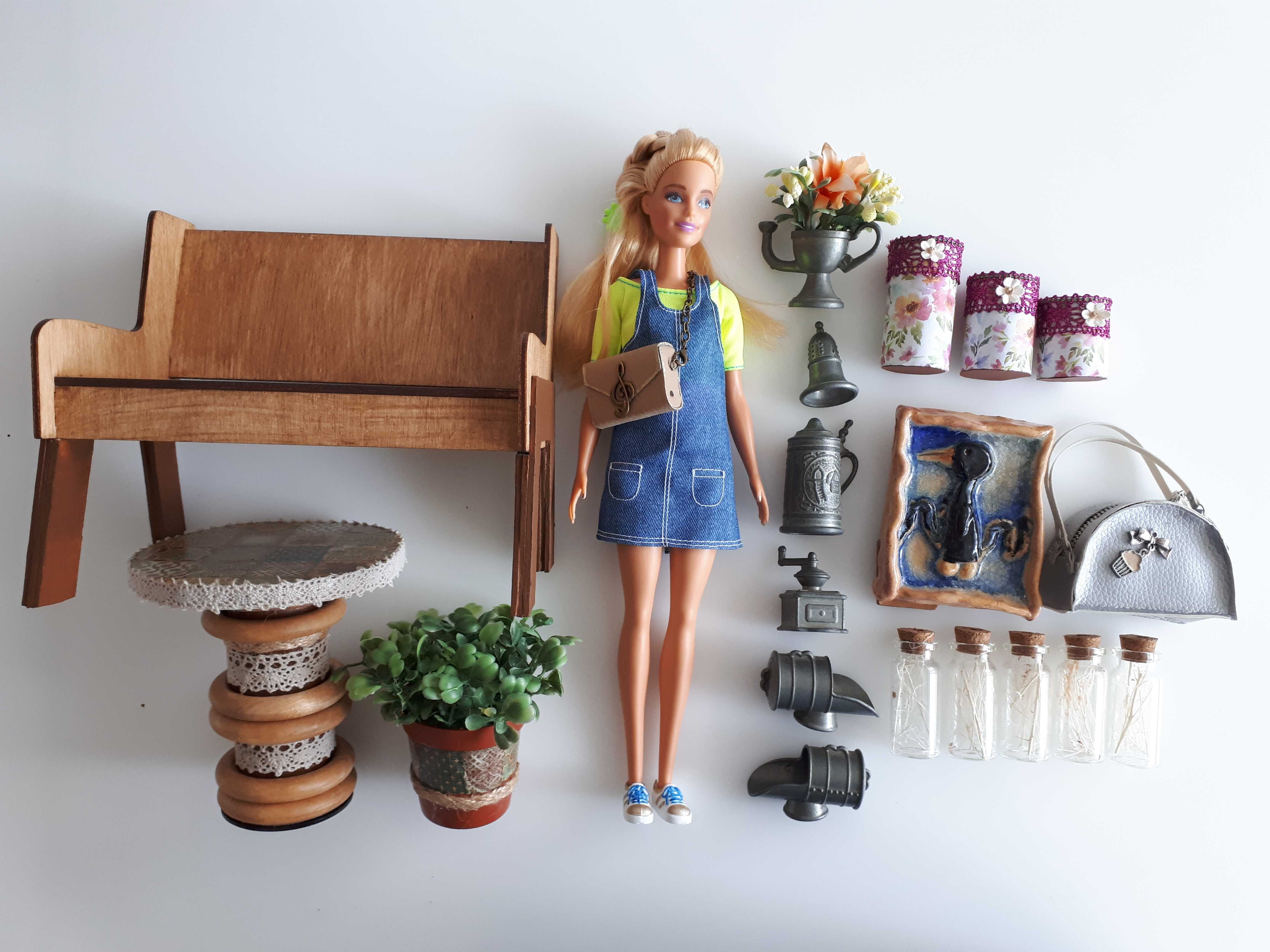 Barbie zestaw: lalka mebelki akcesoria