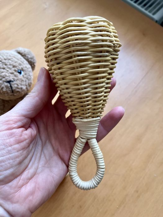 Drewniane zabawki gryzak i grzechotki handmade