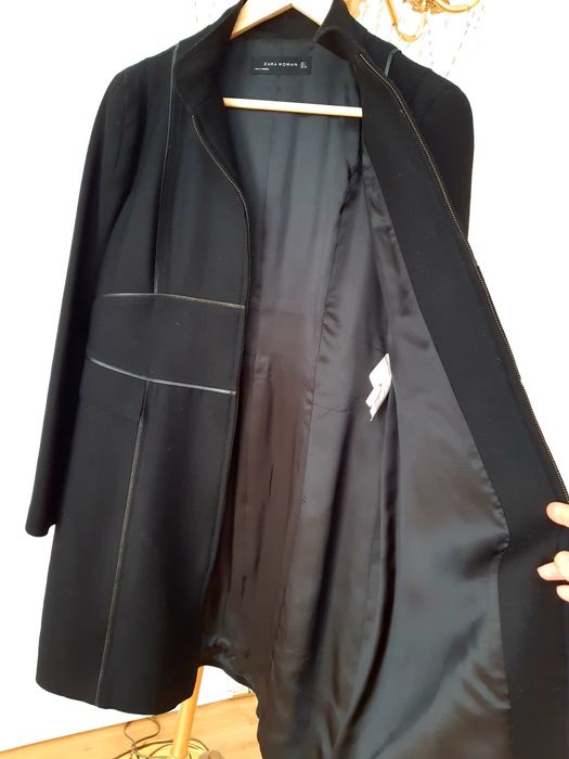 Zara M/L elegancki klasyczny płaszcz 88% wełna minimalizm premium