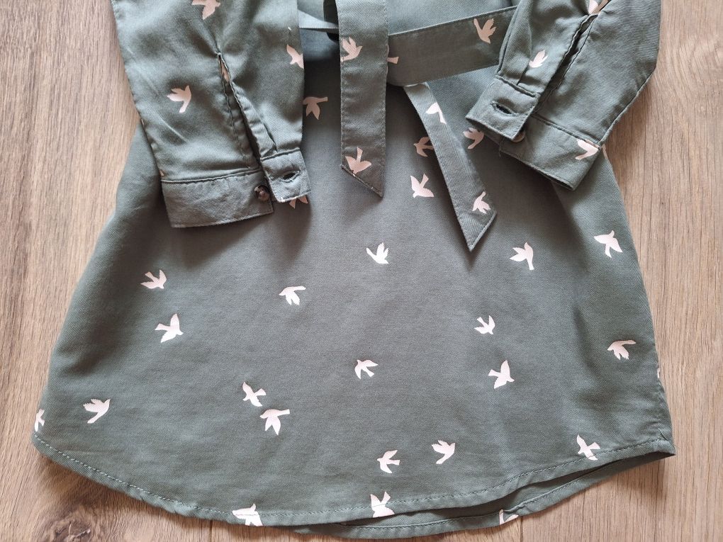 Sukienka szmizjerka tunika H&M  116 khaki