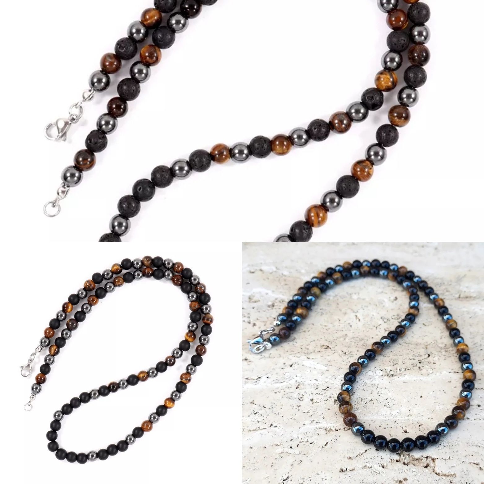 Colar Masculino Pedras Naturais & Aço - Pulseiras Me4You