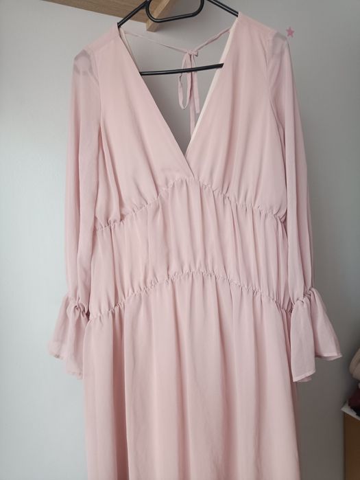 Reserved rozmiar 36/38 S/M pudrowa luźna sukienka na lato