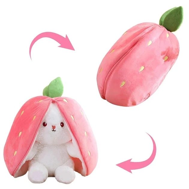 Мягкая игрушка трансформер зайка в клубнике