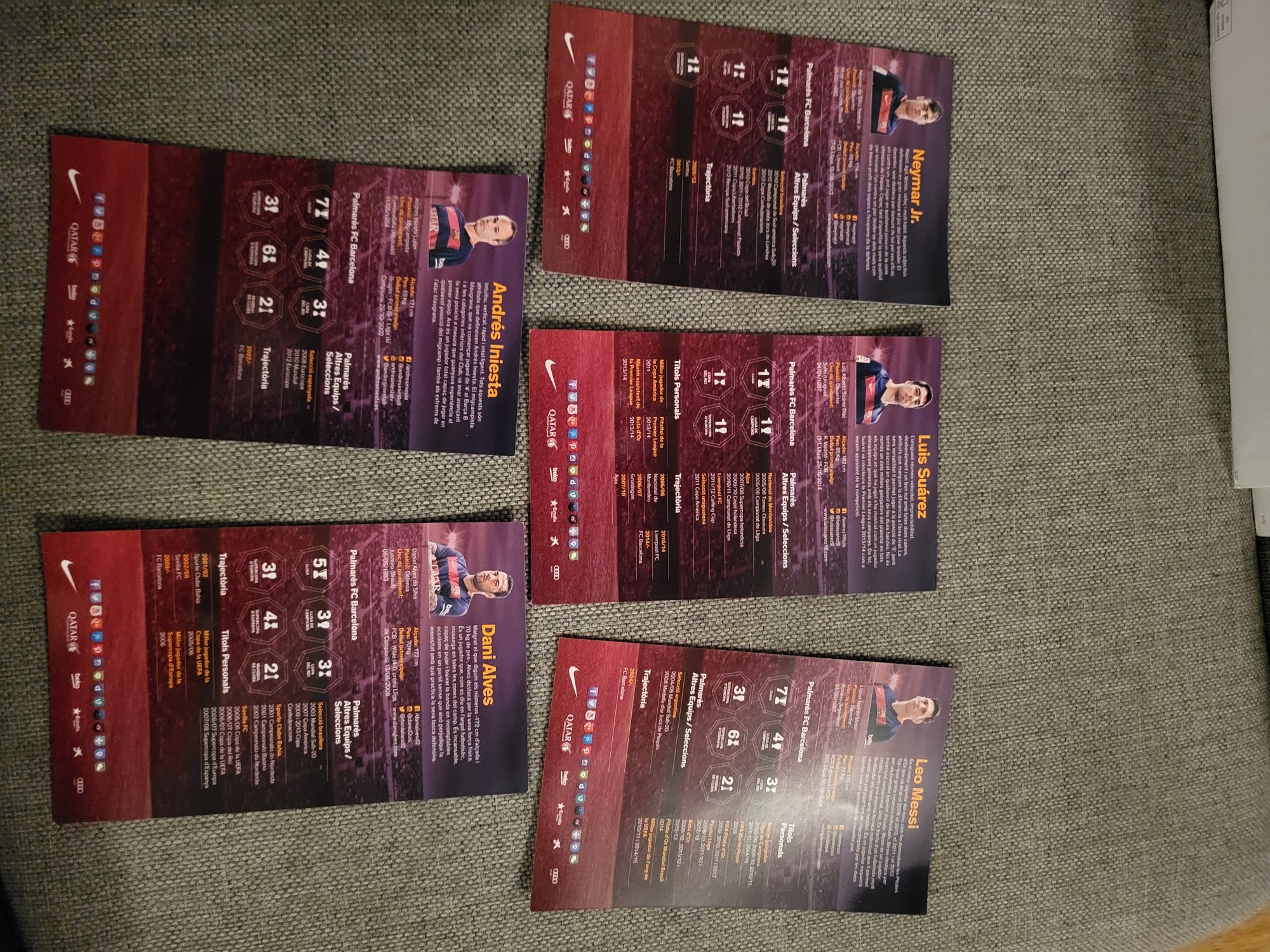 Autografy Messi, Neymar, Suarez, Iniesta, Alves