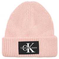 Nowa czapka Calvin Klein Jeans Monologo patch beanie pink blush CK