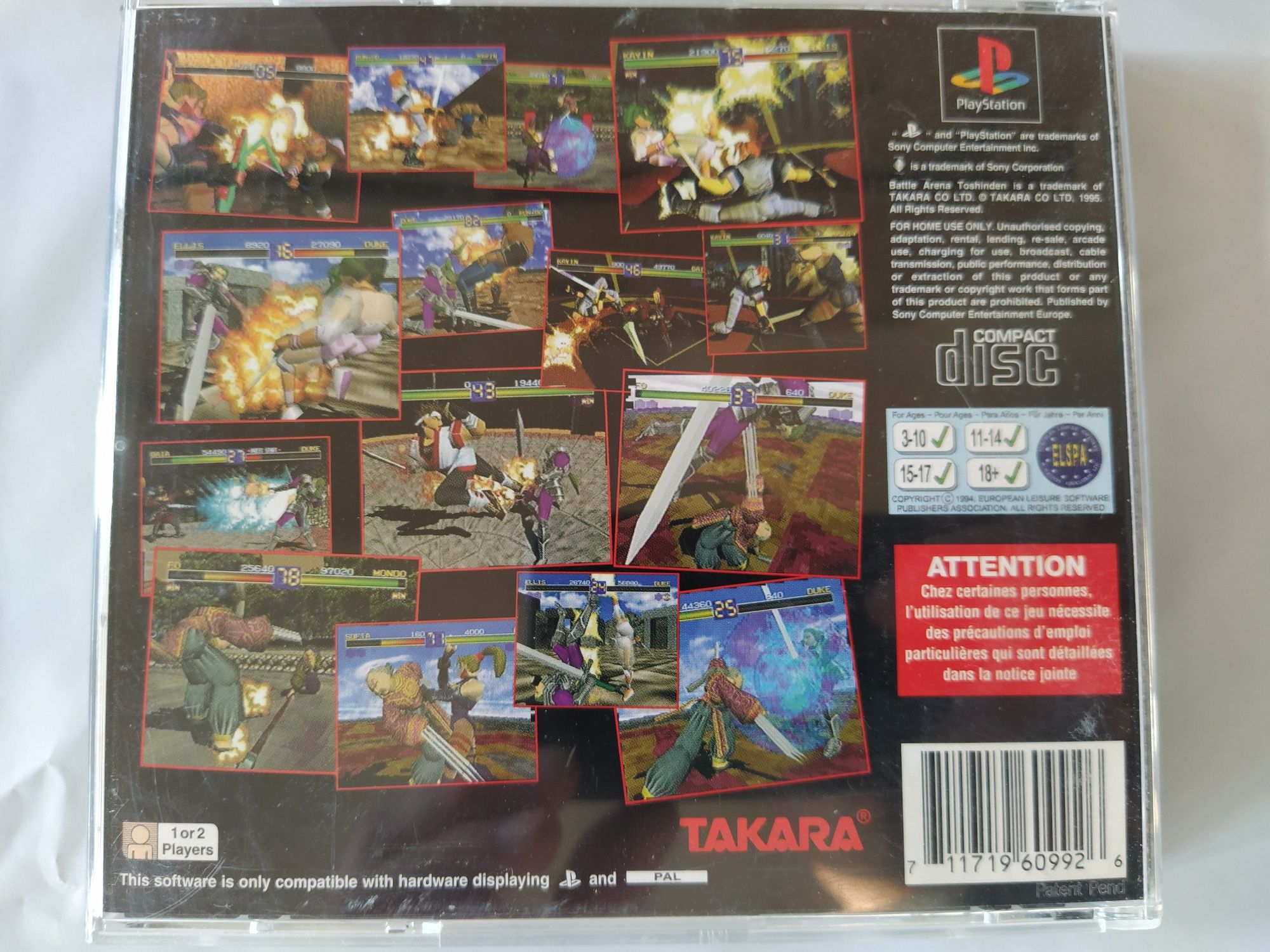 Ps1 psx one PlayStation Battle Arena Toshinden 3xA
