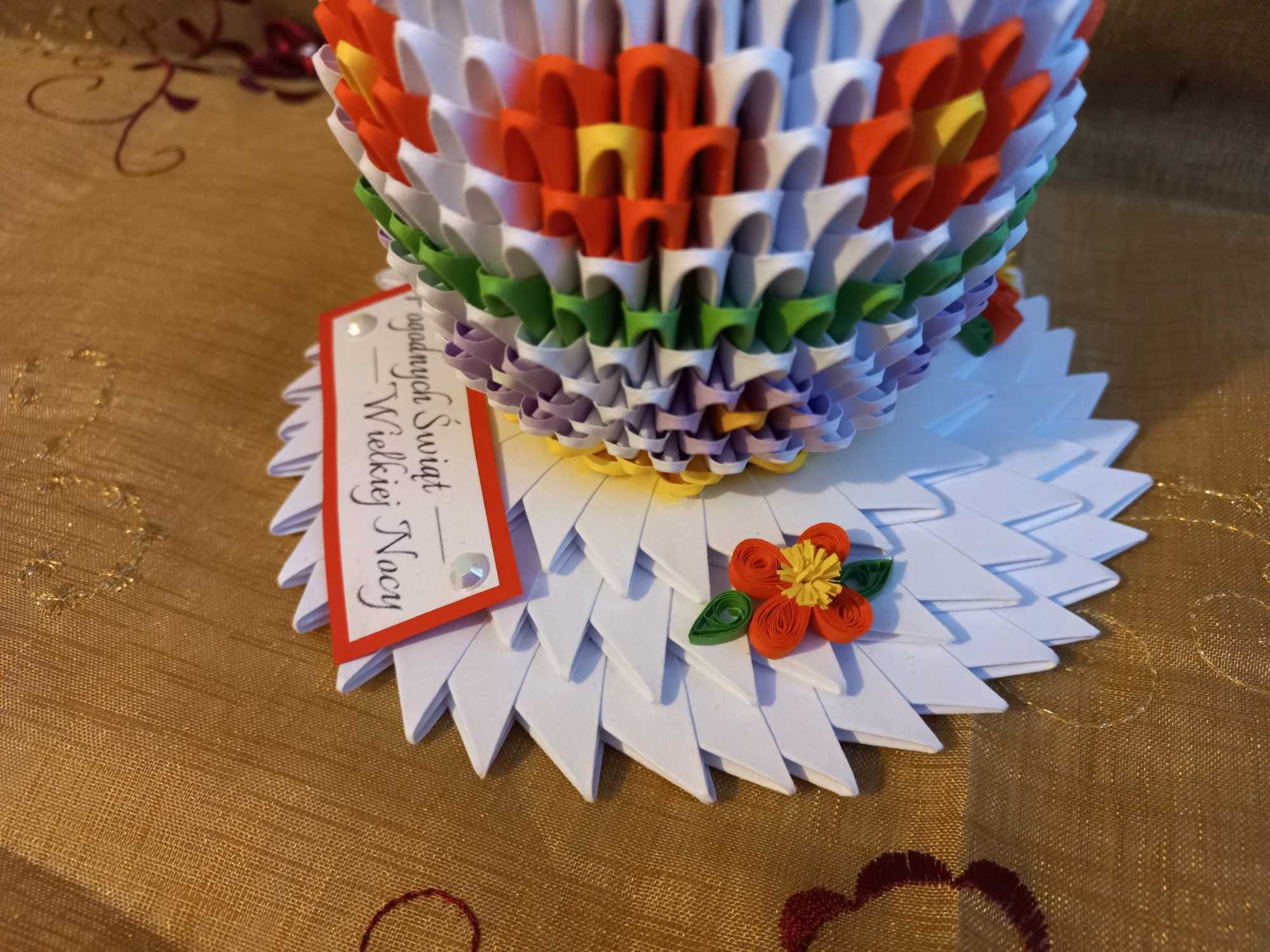 Pisanka Wielkanocna- rękodzieło origami- prezent dekoracja