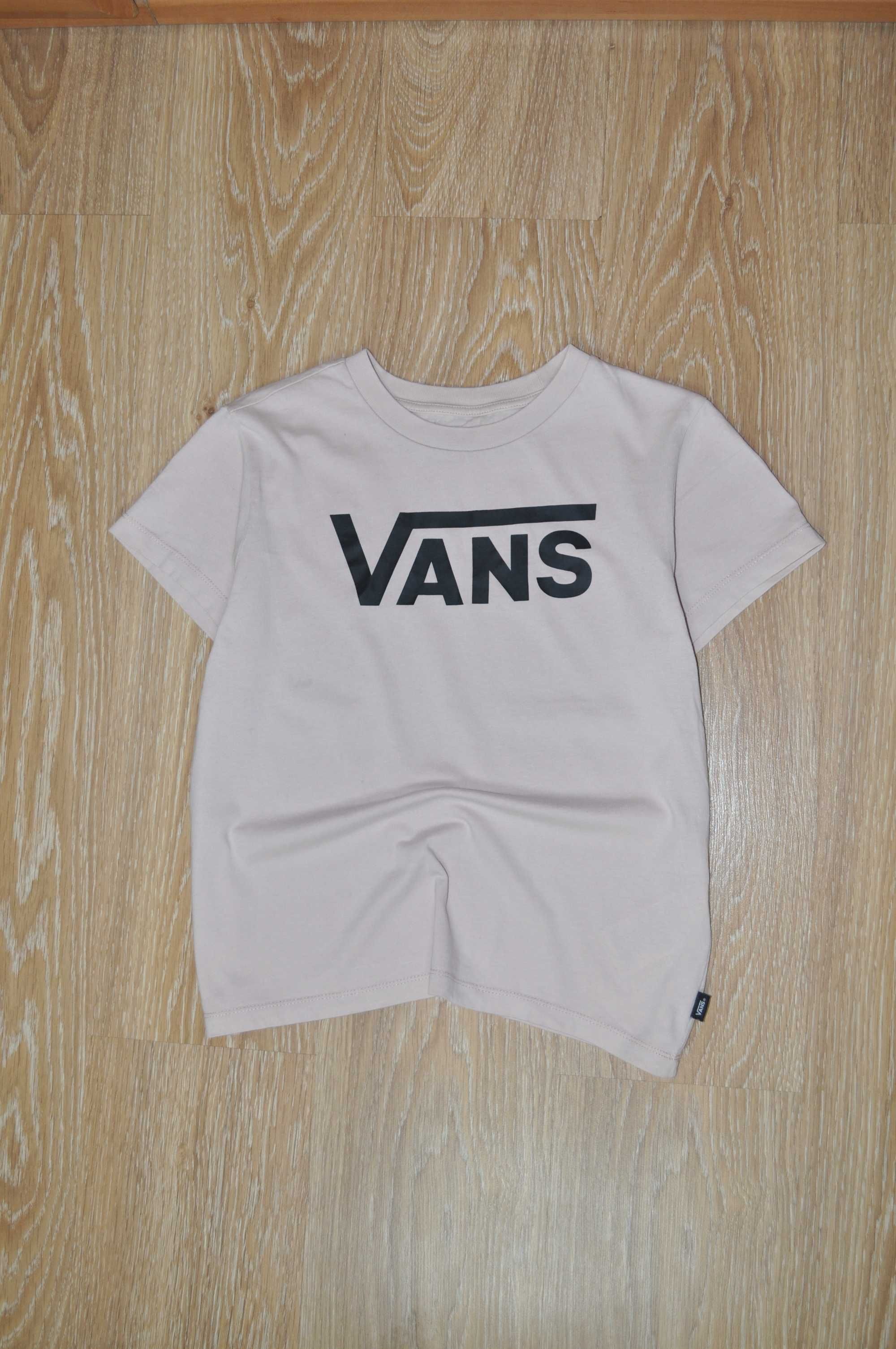 Пудрова бавовняна футболка з лого Vans