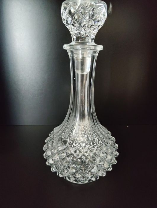 Karafka kryształowa szlifowana z korkiem – elegancka, ciężka, vintage
