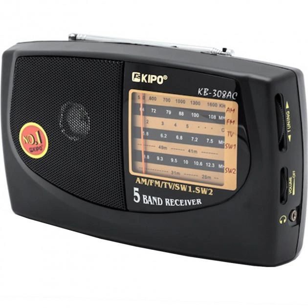 Радіоприймач з прийомом телевізійних частот Kipo KB - 308AC на батаре