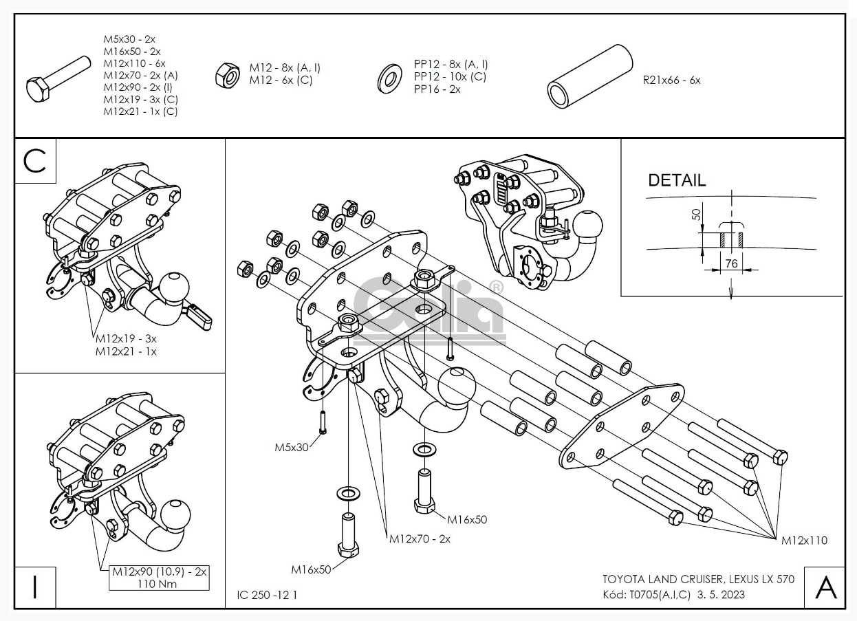 Фаркоп Toyota LC120/LC150/LC200/Lexus GX470/GX460/LX570/HakPol/Galia
