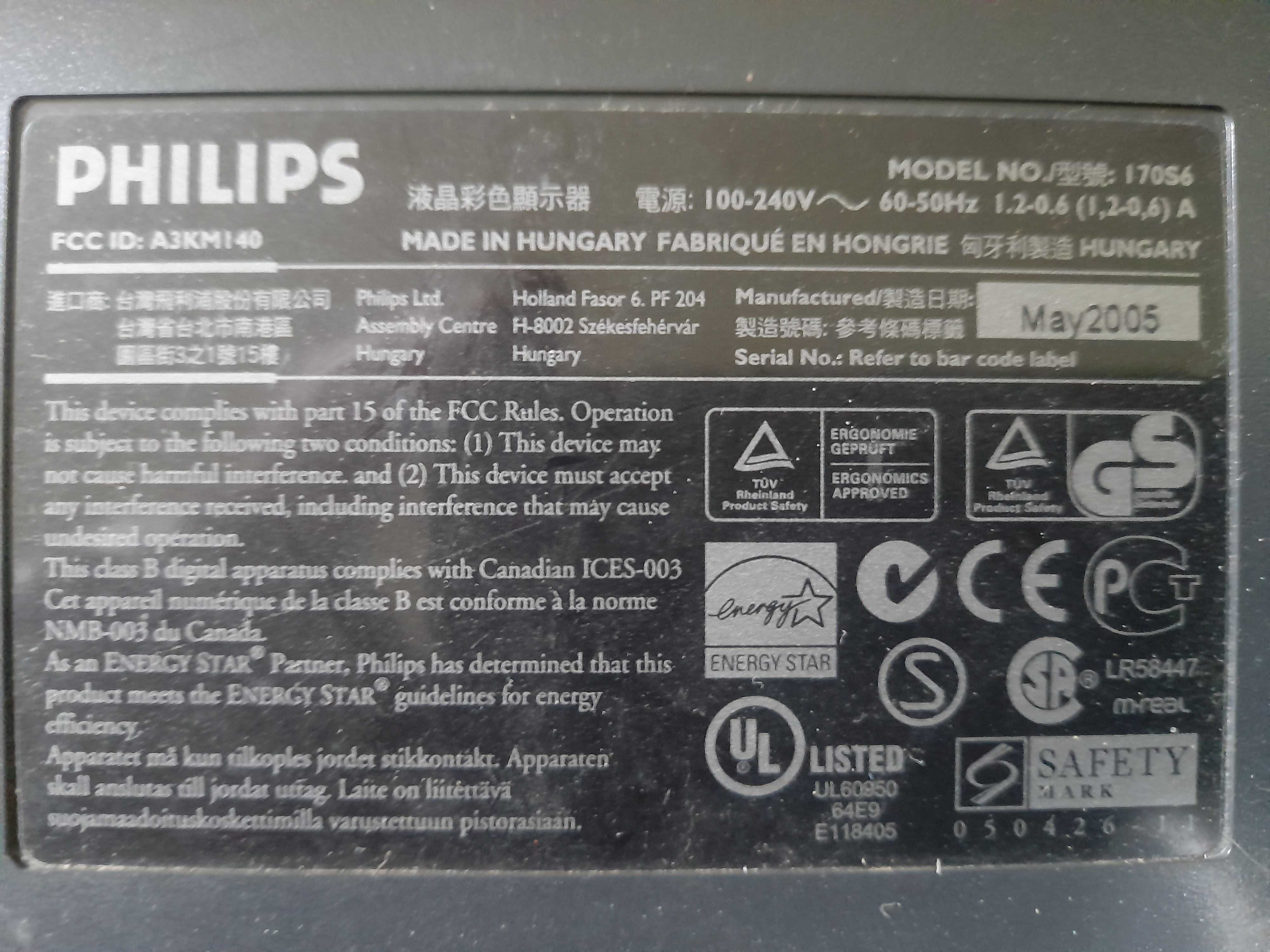 Monitor Philips 170s.