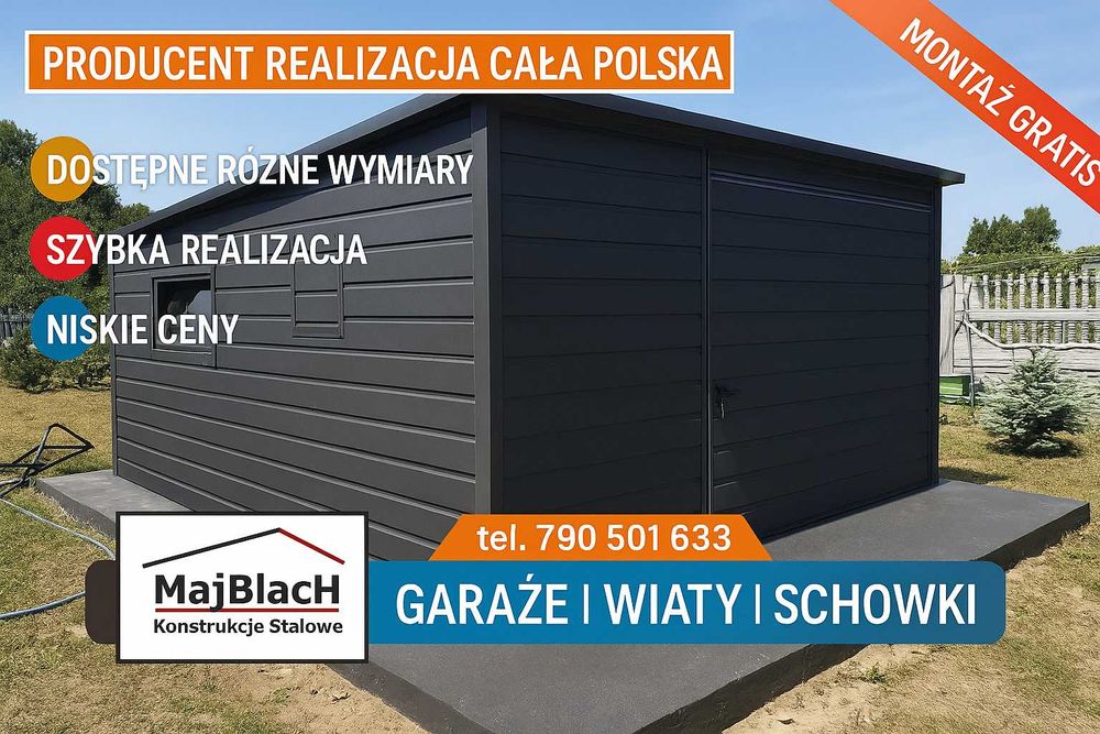 DO OGRODU Schowek Ogrodowy/ BLASZAK / Wiatka/ Mały Garaż   – Maj-Blach