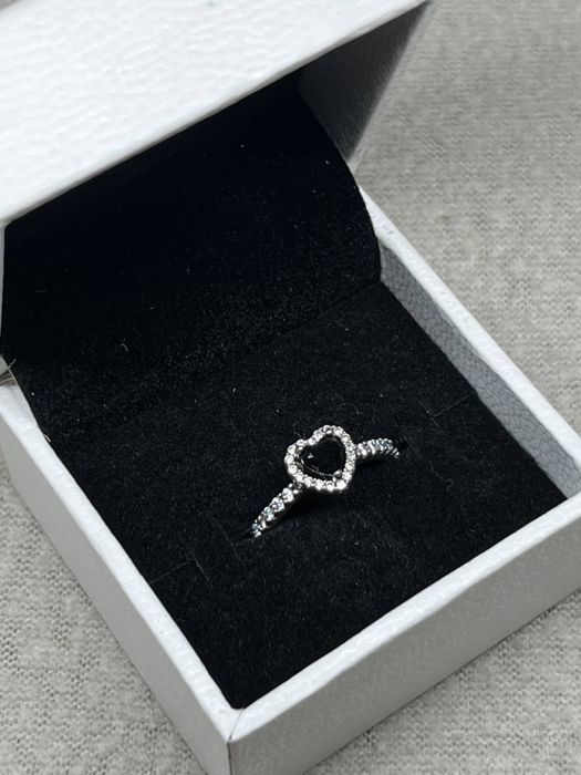 ЗНИЖКА Кільце Pandora стиль | Чорне серце |  Кольцо пандора