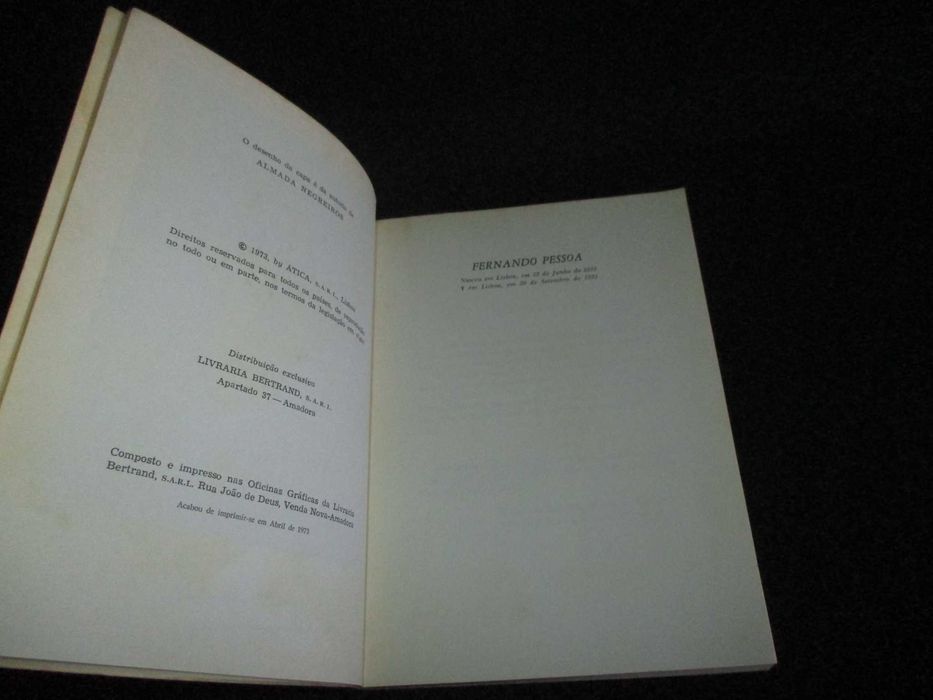 Livro Novas Poesias Inéditas Fernando Pessoa 1ª edição 1973