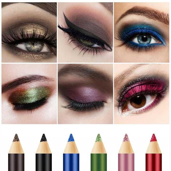 Cienie Do Powiek w Kredce kredka konturówka eyeliner Brokatowe 12 szt