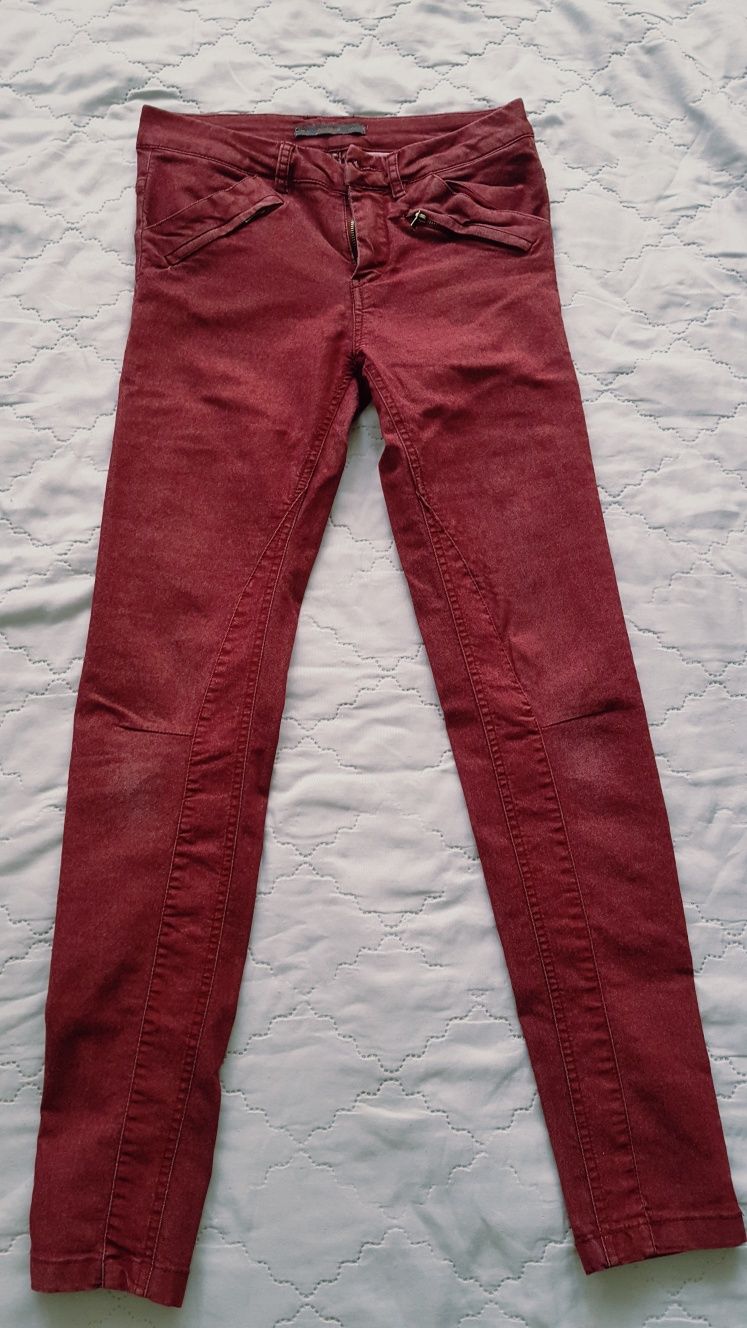Spodnie damskie Pull&Bear bordowe r.34 XS