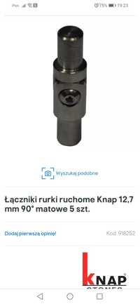 Łączniki rurki ruchome Knap 12,7 mm 90° matowe 5 szt.