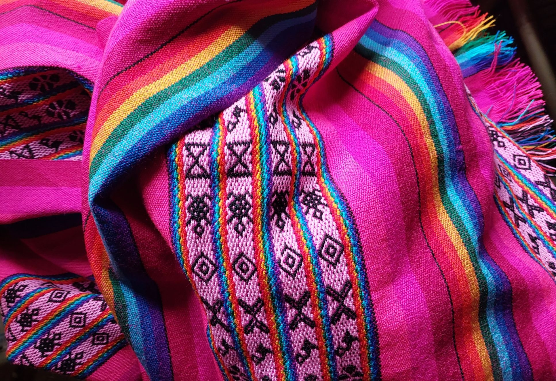 Barwne nowe ponczo poncho z Peru