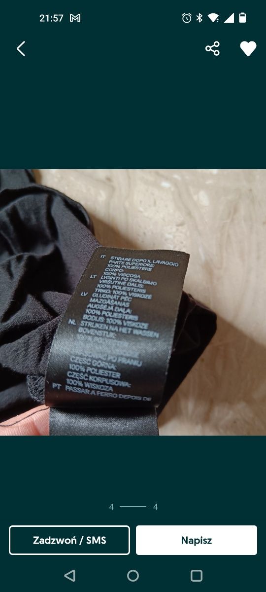 Bluzka czarna bawełna z koronką H&M