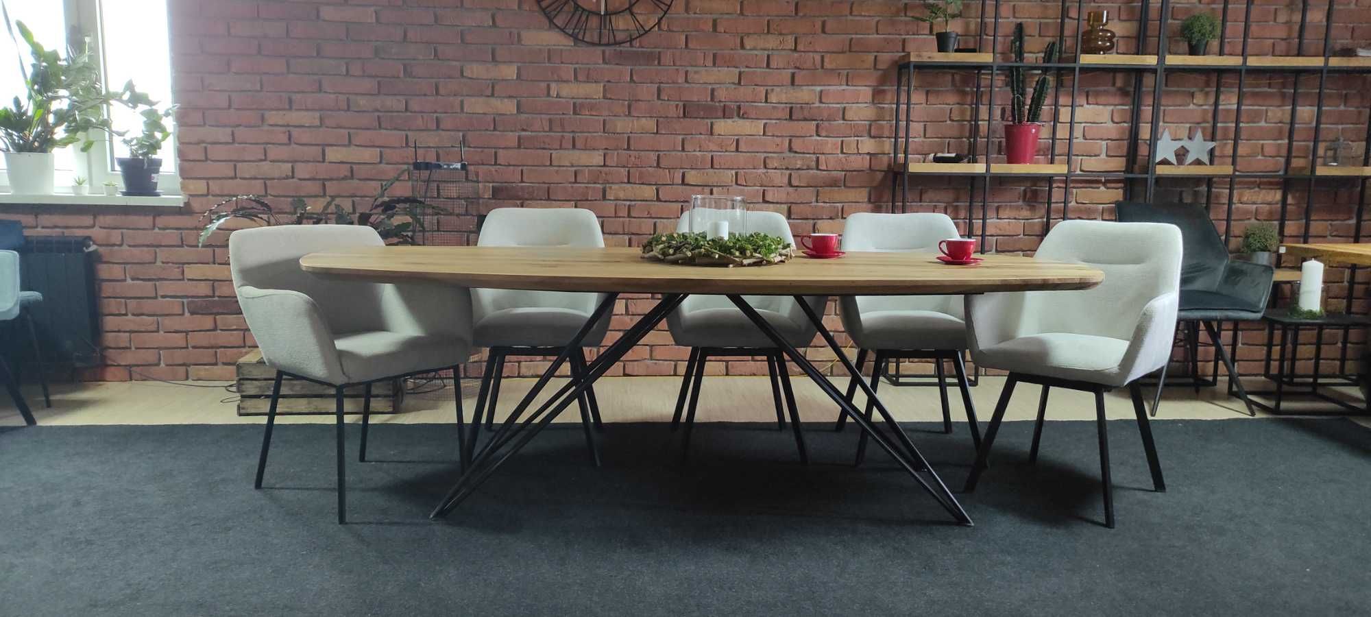 stół lity dąb owalny krawędź zacięta 240x100 producen dostępny od ręki