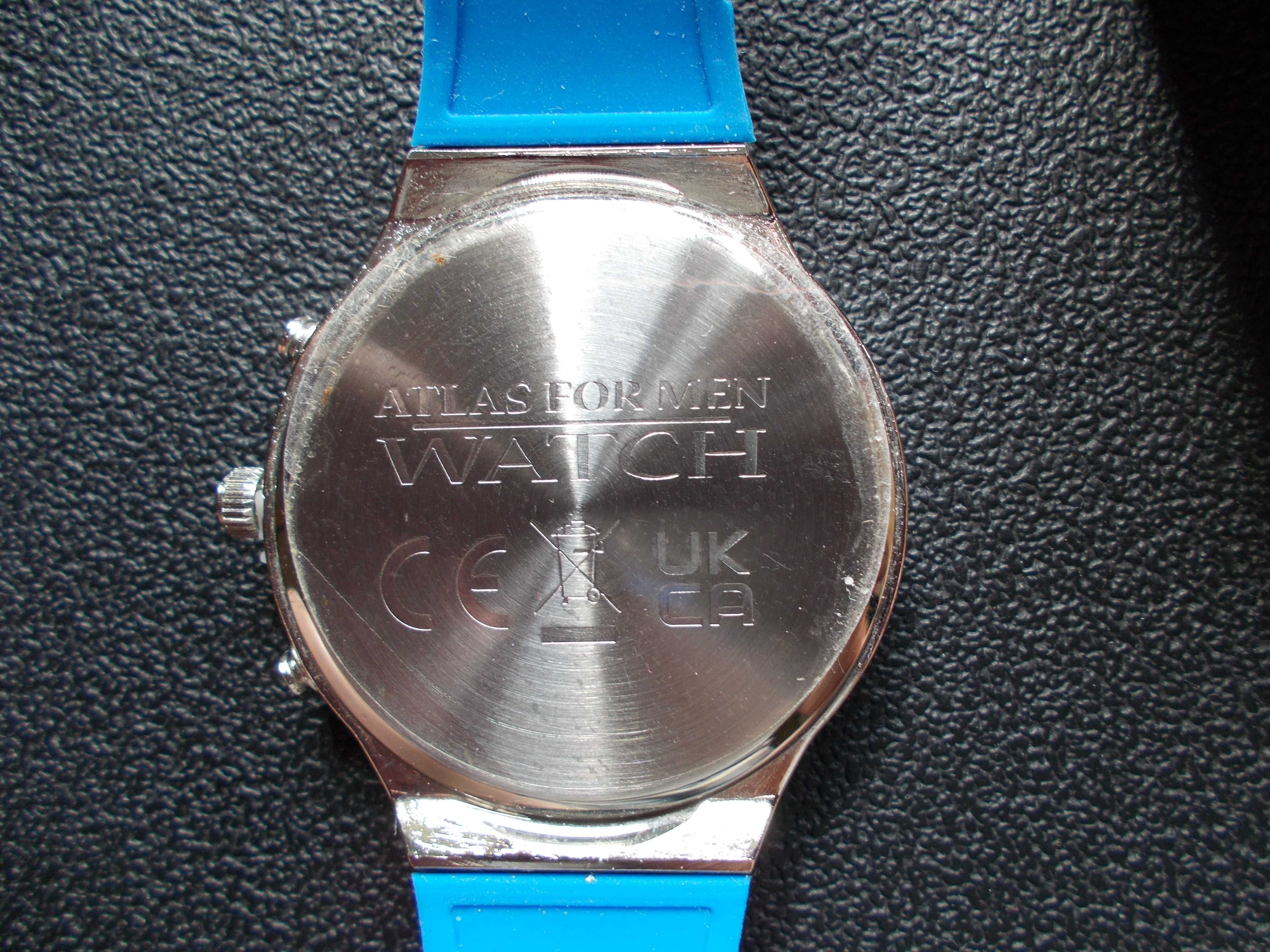 zegarek męski nowy na baterię z niebieskim paskiem,