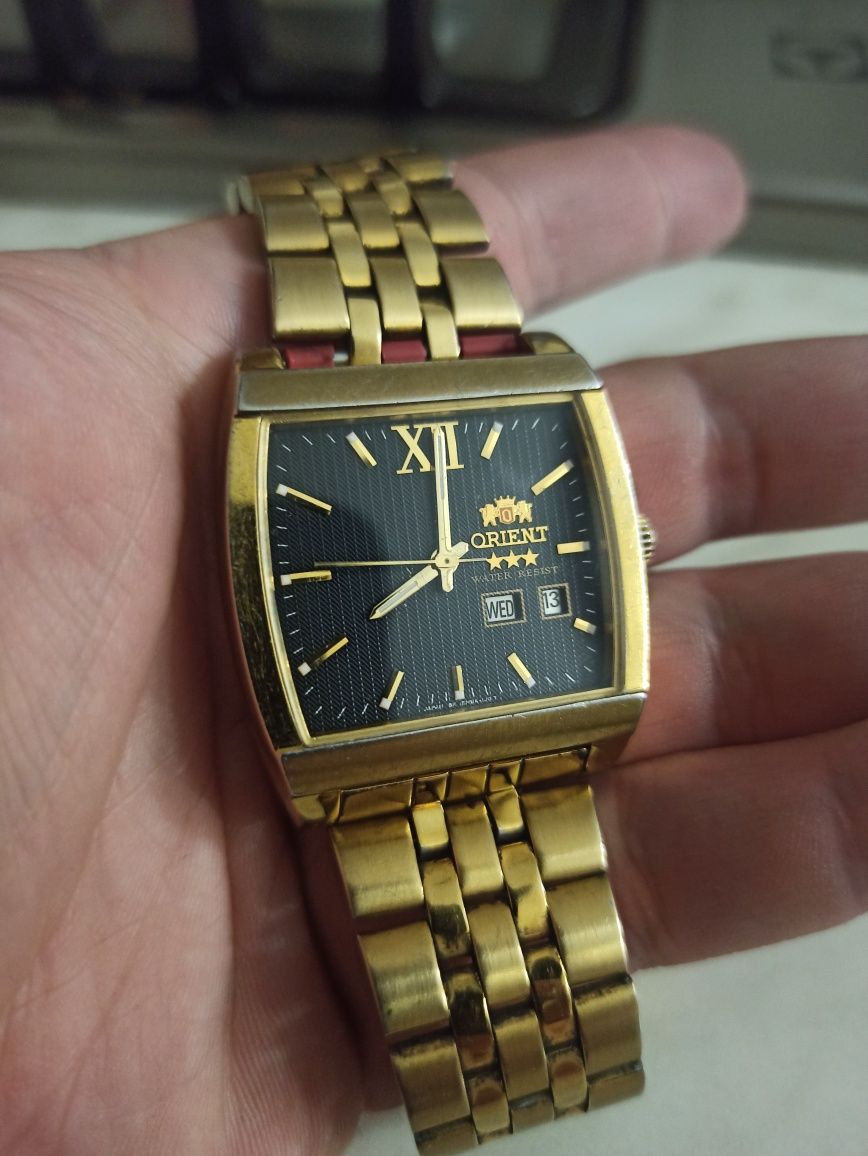 Часы Orient automatic квадратный позолота, годинник ориент