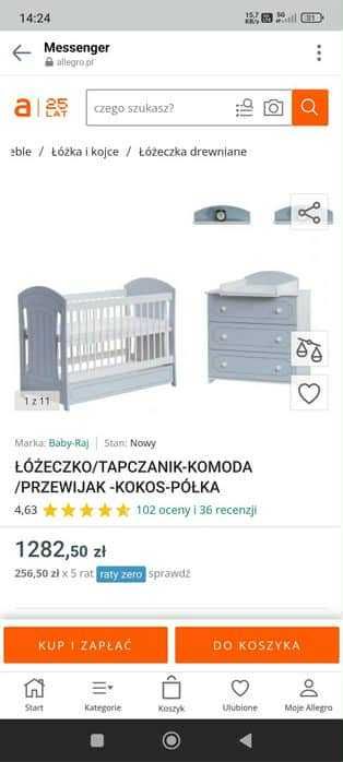 Zestaw mebli dla dziecka - łóżeczko komoda i półki