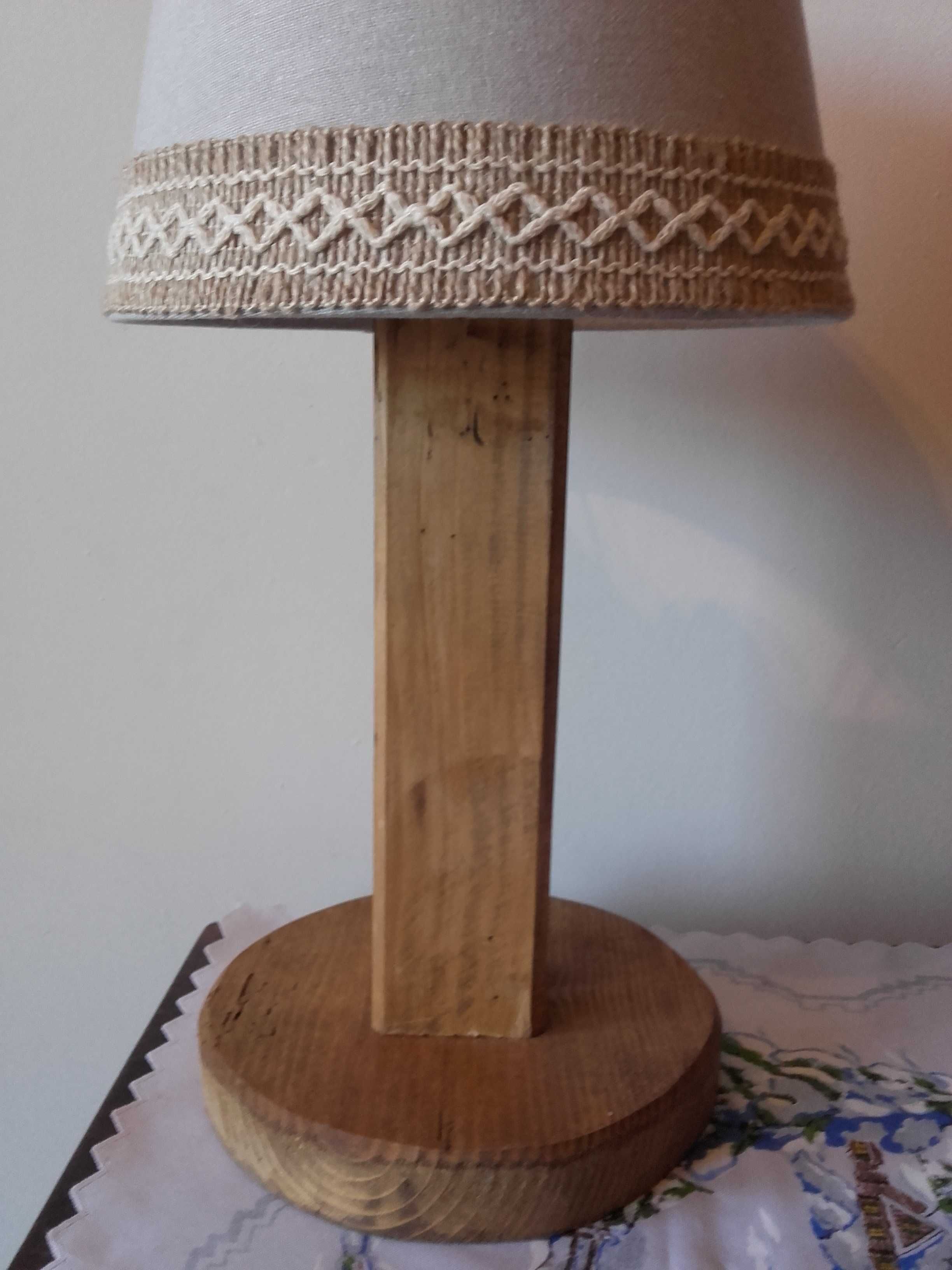 Lampka lampa nocna drewniana boho oświetlenie handmade