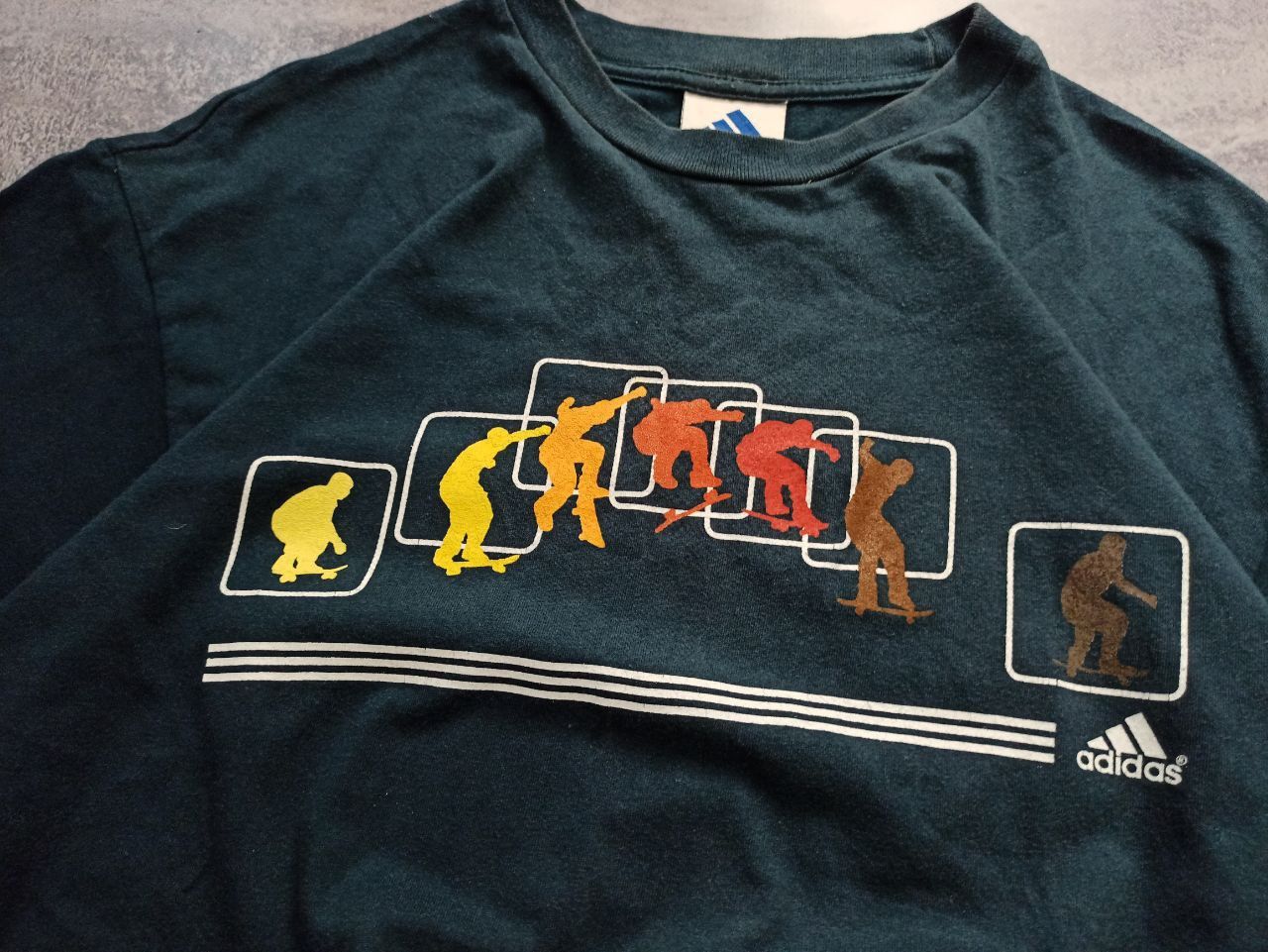 Винтажная футболка Adidas skateboarding sk8 y2k boxy fit L с принтом