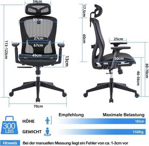 Ergonomiczne krzesło biurowe, z regulowanym zagłówkiem
