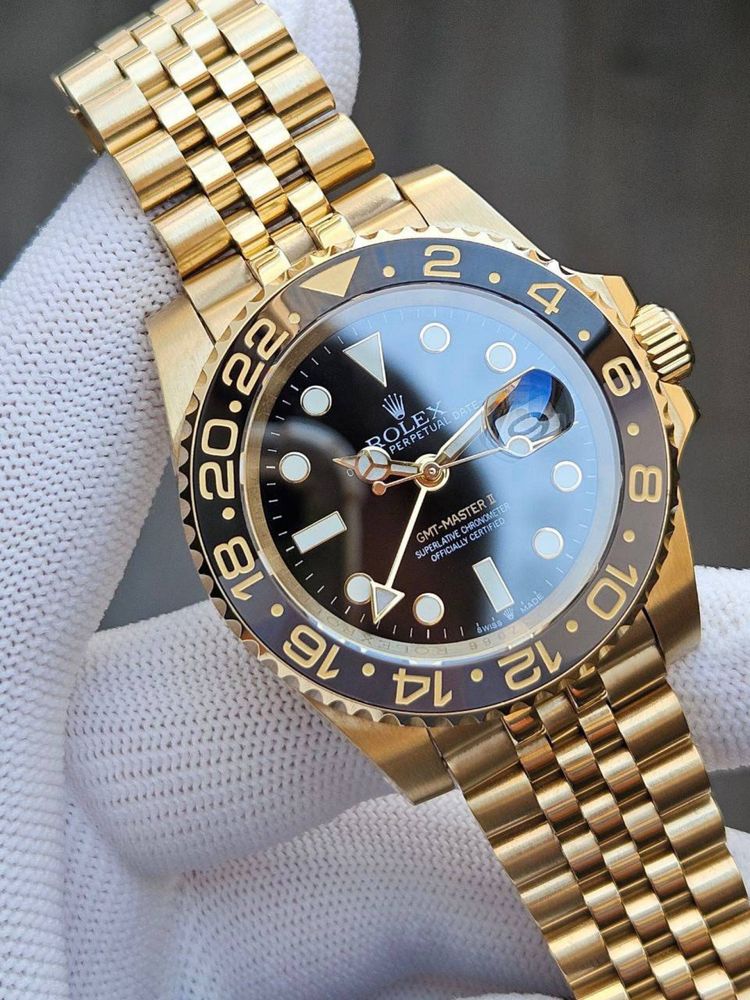 Швейцарские часы Rolex Gold GMT-Master II. Два часовых пояса