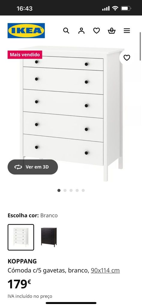 Cômoda com 5 gavetas KOPPANG