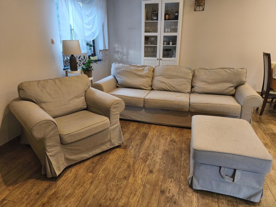 Sofa+ fotel+ podnóżek