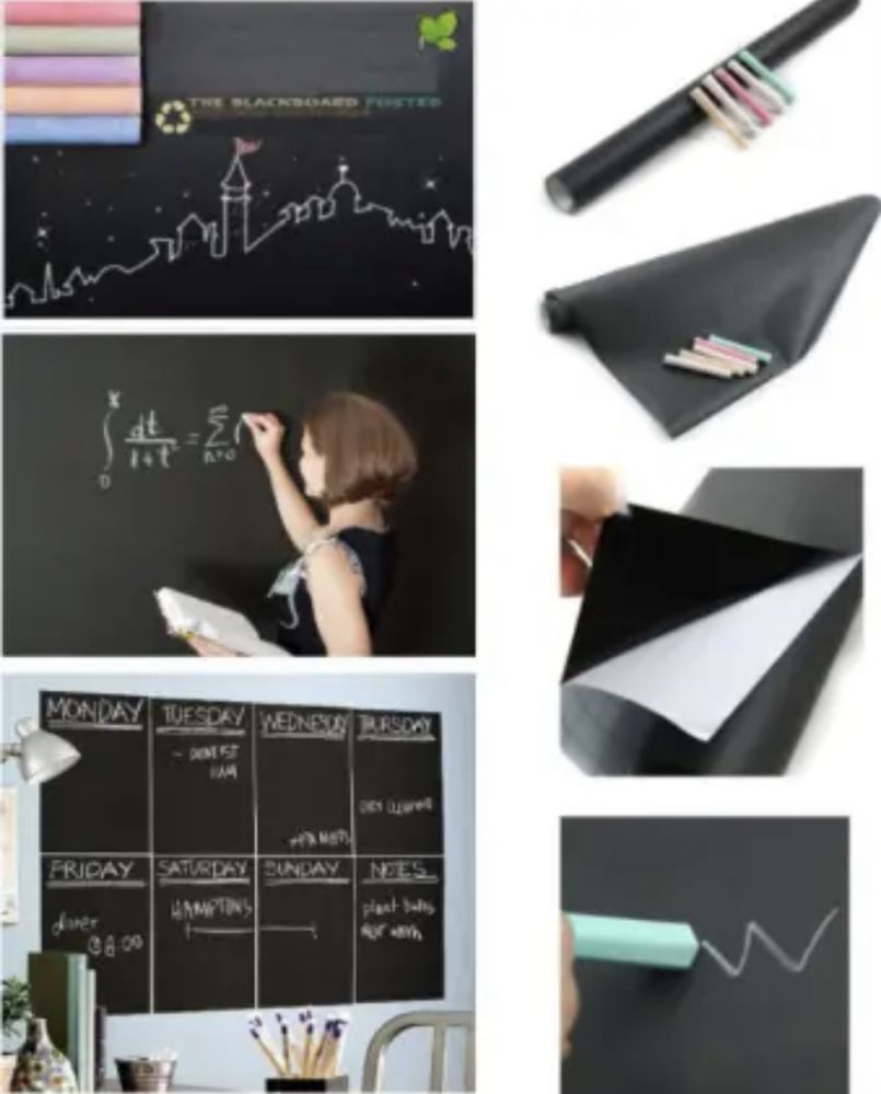 Дошка доска стікер для мела малювання крейдою Black Board  2*0.6м