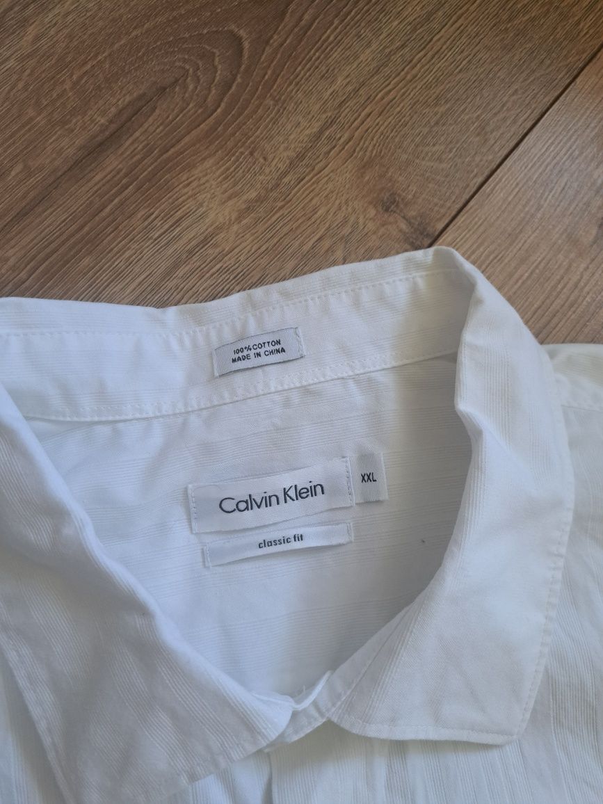 Calvin Klein biała męska koszula ślubna XXL bawełniana