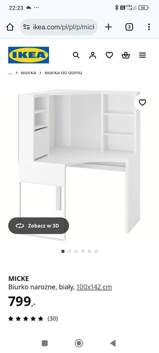 Biurko narożne Ikea MICKE