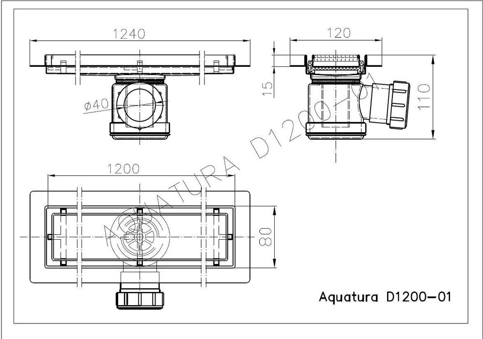 Odwodnienie Odpływ prysznicowy Aquatura D-01 120cm