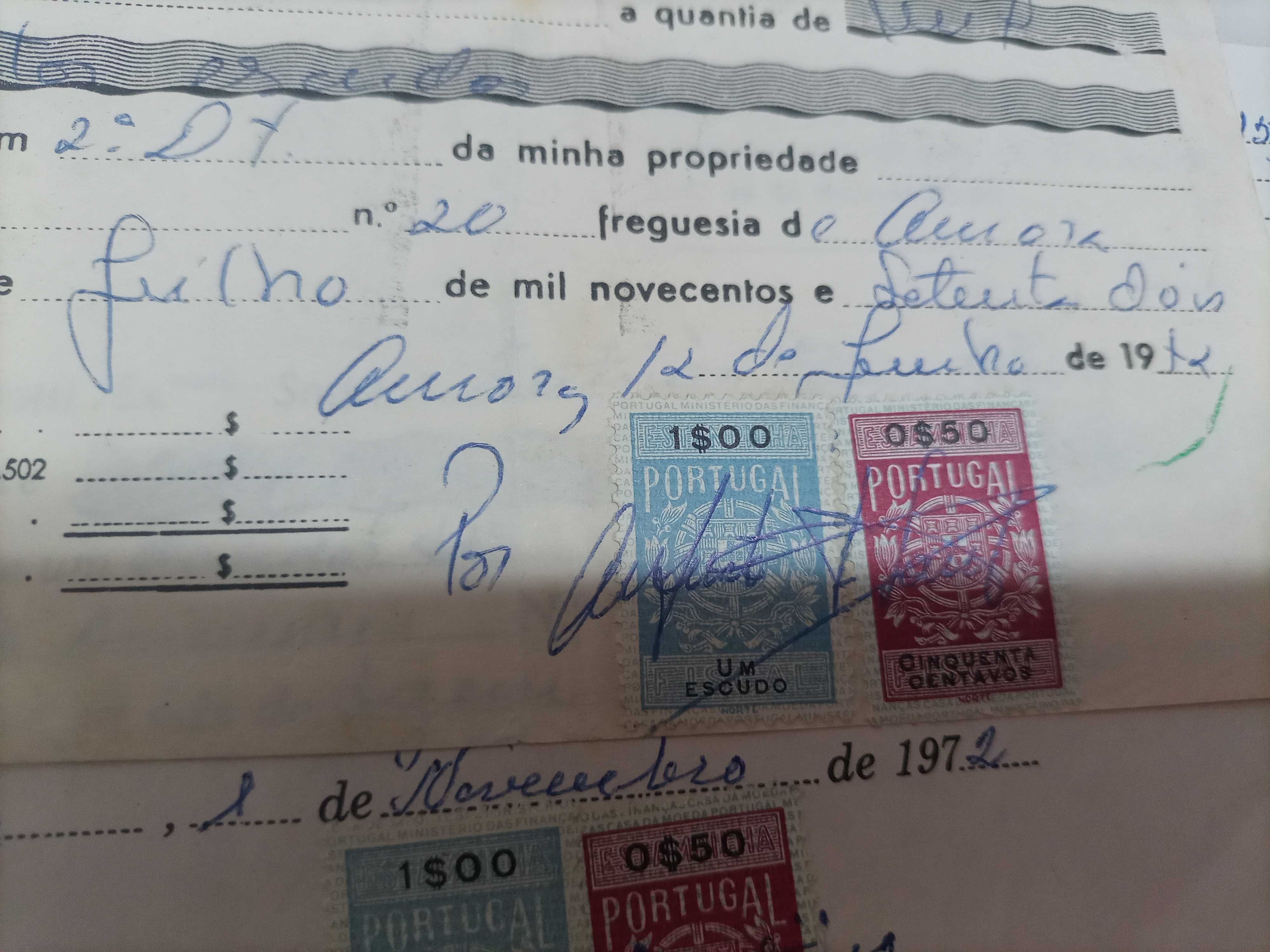 Documentos selados antigos -recibos selados