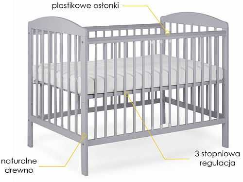 Łóżeczko/tapczan Tomi 15 z barierką i osłonkami sosna 120x60cm