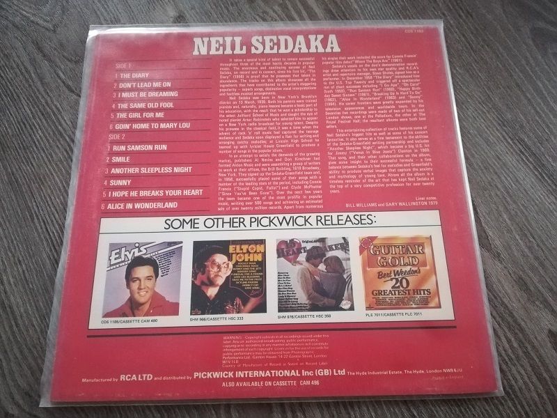 Sunny Neil Sedaka płyta winylowa IDEALNA! - orygin. angielskie wydanie