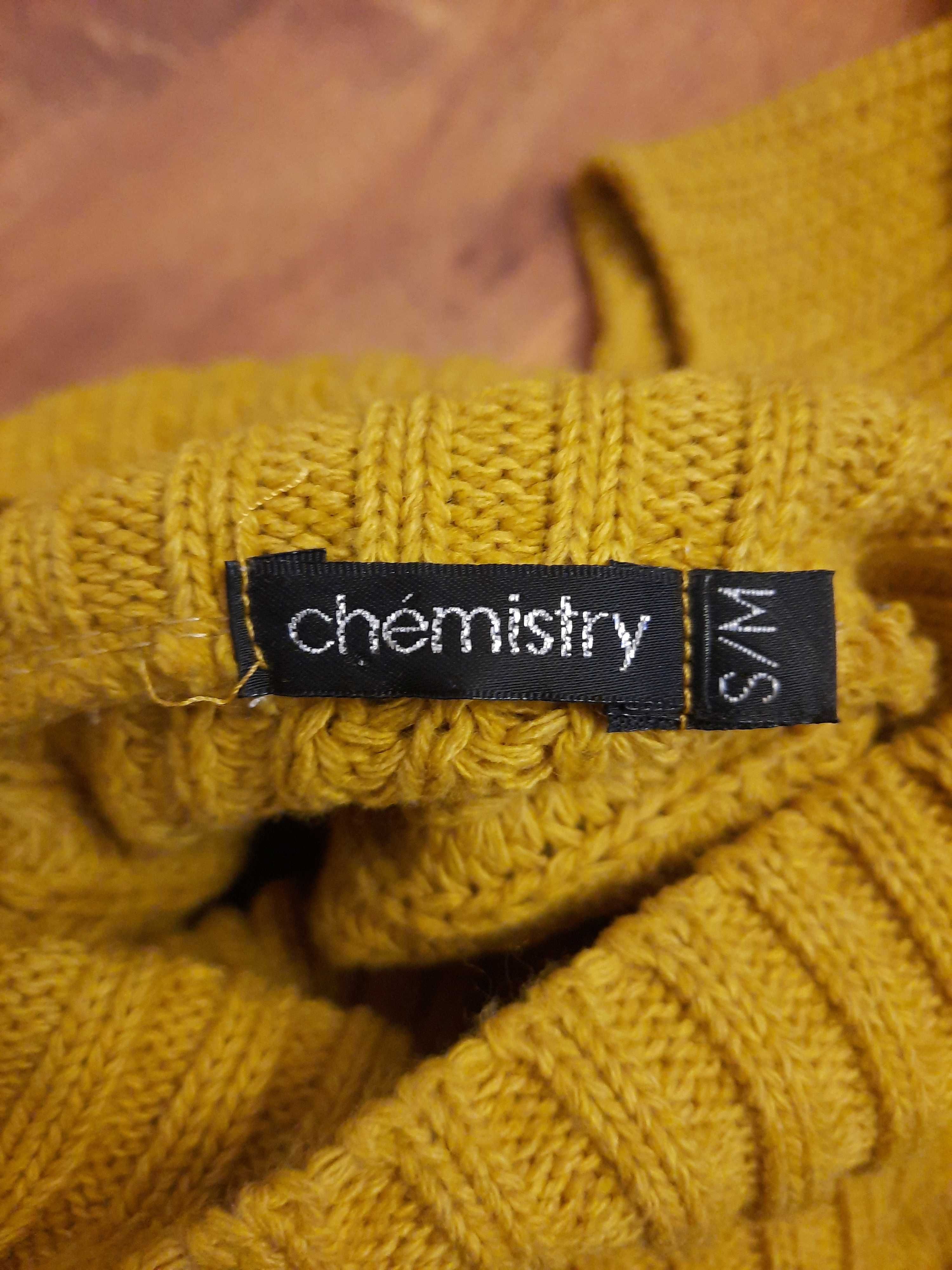 Żółty sweter sweterek z golfem Chemistry S M