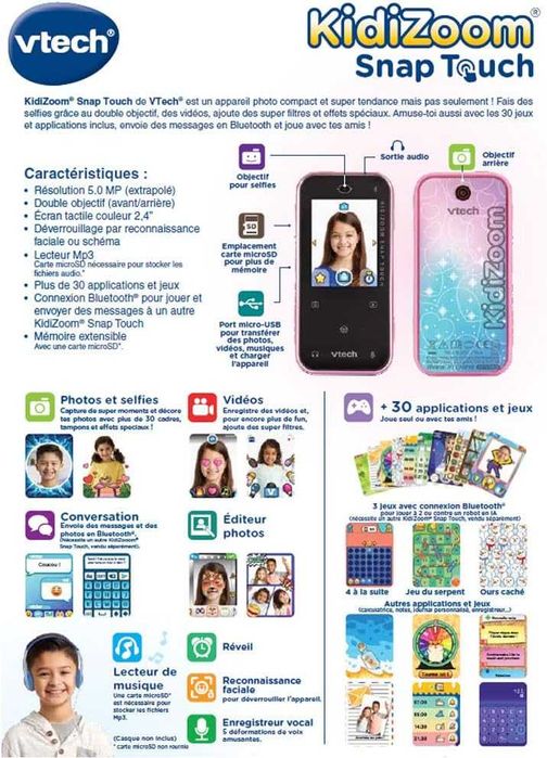 VTech - Kidizoom Snap Touch Rose Przenośny Aparat Cyfrowy